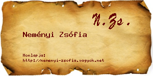 Neményi Zsófia névjegykártya